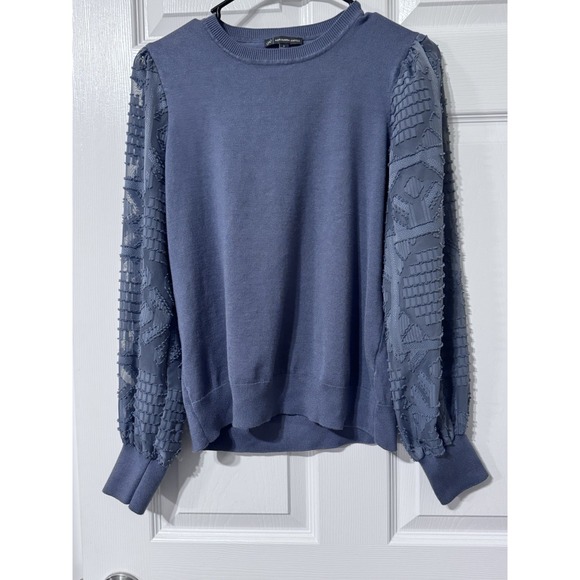 Adrianna Papell Sweaters - Adrianna Papell Women's Blue  Gray  Long Sleeve Sweater Size Small Translucent